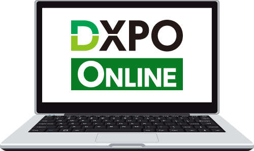 ノートPCの画面にDXPO Onlineのロゴを表示した画像